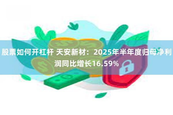 股票如何开杠杆 天安新材：2025年半年度归母净利润同比增长16.59%